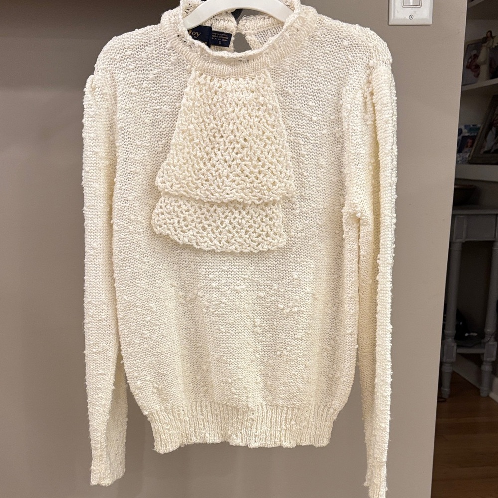 Vintage Le Roy Knitwear Sweater Size S 100% Acrylic Front Panel Detail